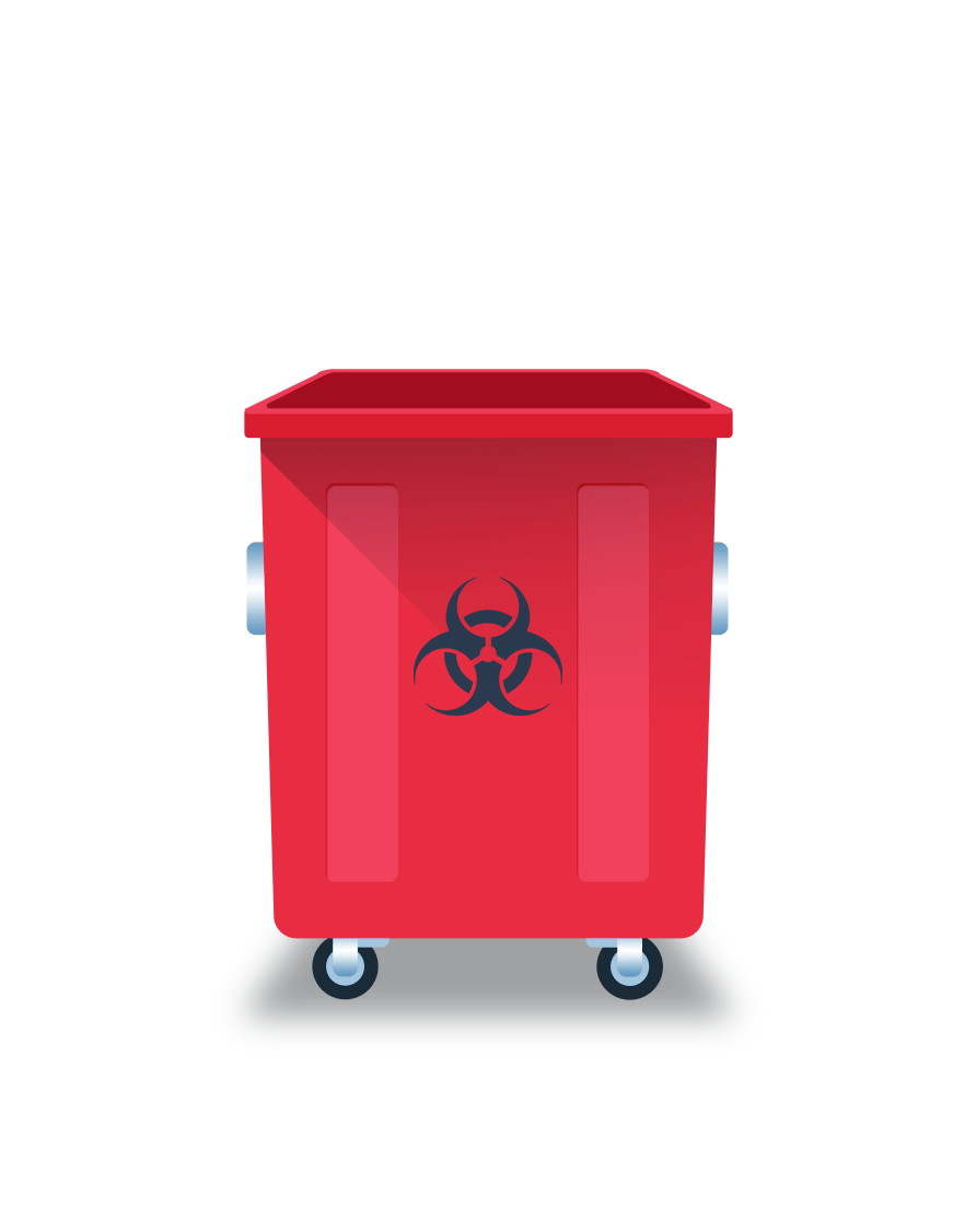 Biological Risk Waste Disposed Of In The Red Trash Bag At A